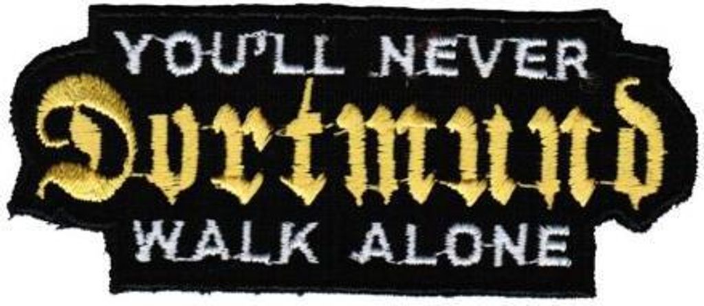 AUFNÄHER - Dortmund - never walk alone - 20604 - Gr. ca. 9 x 3,7 cm - Patches Stick Applikation