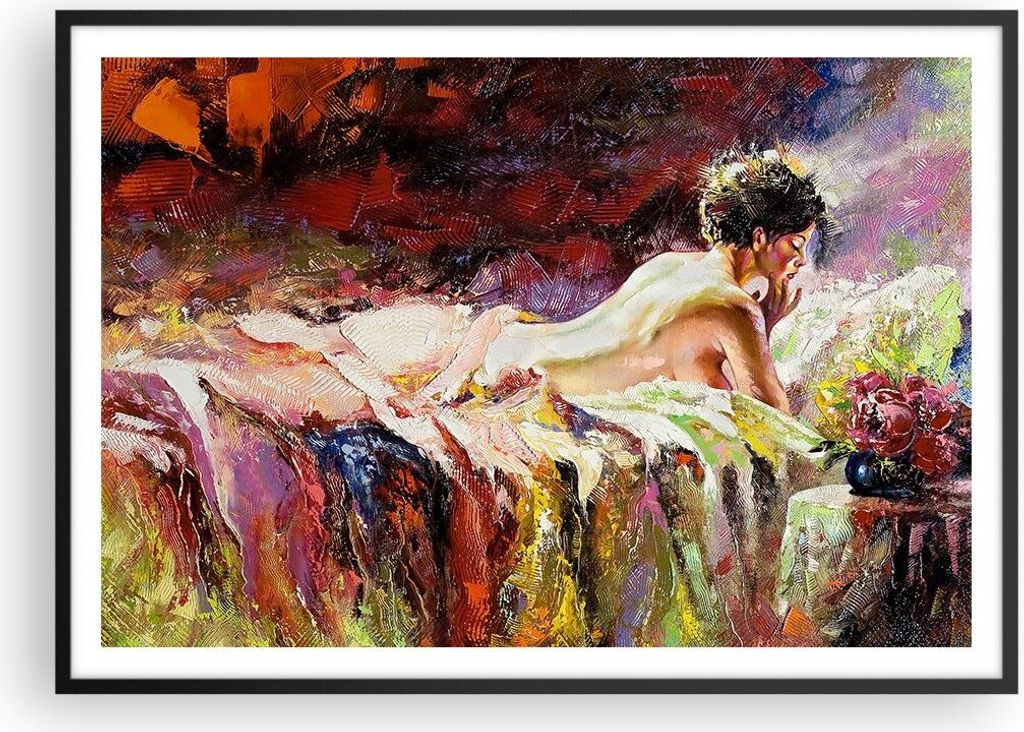 Gerahmtes Poster - Schwarzer Rahmen - Frau Modell - 100x70 Produktbild 