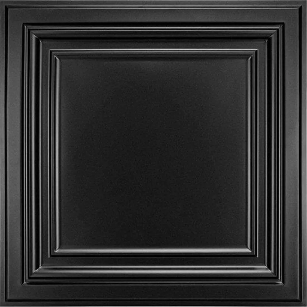 Dalles de Plafond PVC Noir 61x61 cm Anti-Humidité et Anti-Taches