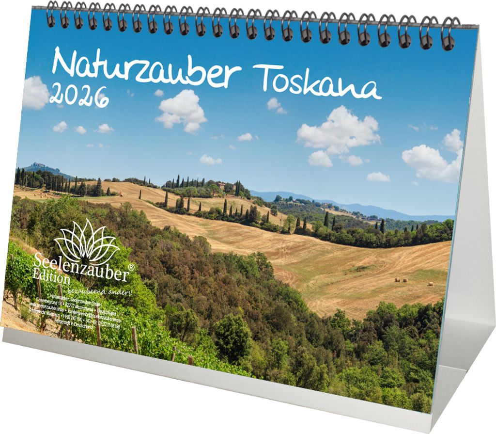Naturzauber Toskana DIN A5 Tischkalender für 2026 Landschaft Natur Urlaub Mediterran Italien - Seelenzauber