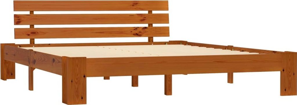 vidaXL Lit en bois massif pin brun miel 180x200 cm Image du produit 