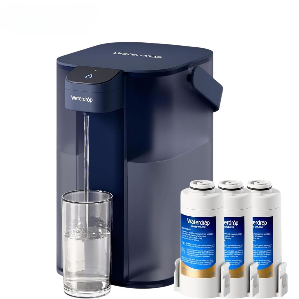 Waterdrop Instant Eletric Wasserfilter Kanne, 3.5L 3 Monate Wasserfilter Outdoor Trinkwasser System, Blau(mit 3 757 Liter Filter)