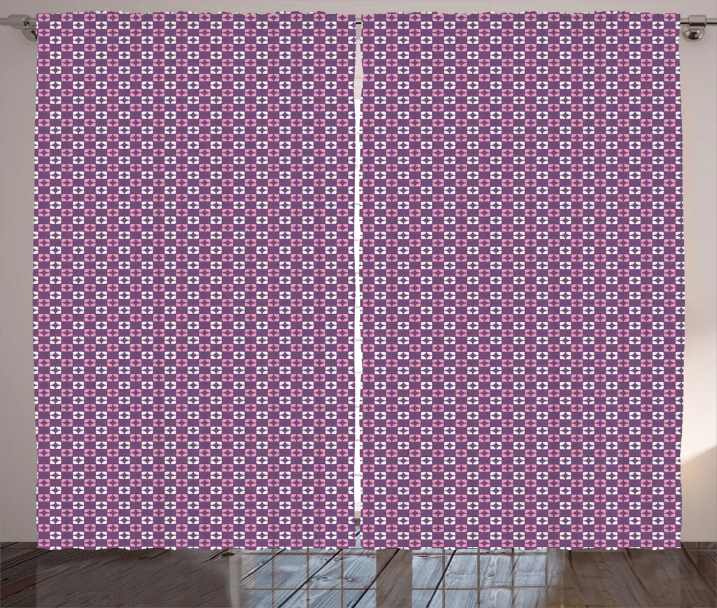 Rideau pour grande fenêtre de salon 280x225 cm style rustique Rose Violet