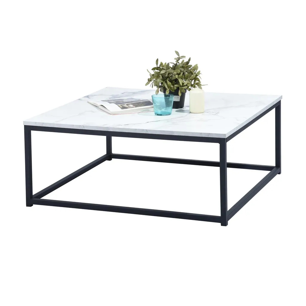 Table basse FACTO 80x80 cm : marbre facile d'entretien et robuste - 2