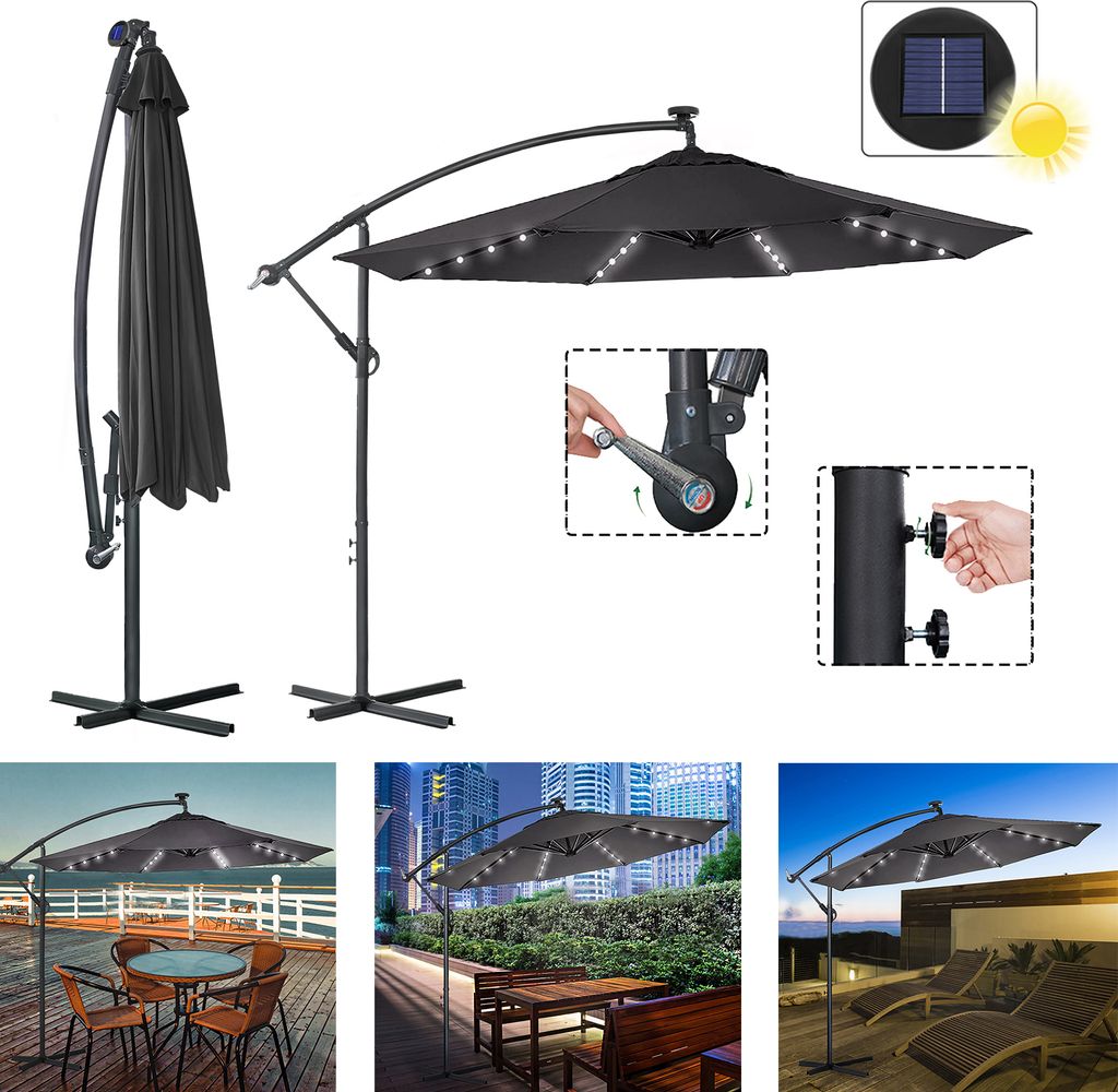 LARS360 3,5m LED Sonnenschirm Ampelschirm Solar Produktbild 