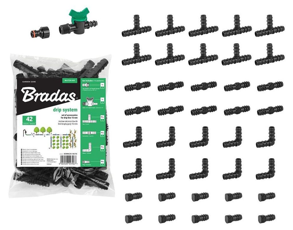 BRADAS Set di 42 accessori per tubo flessibile da 16 mm Immagine del prodotto 