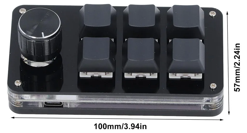 Clavier macro programmable mécanique avec bouton rotatif multimédia 6T - 5