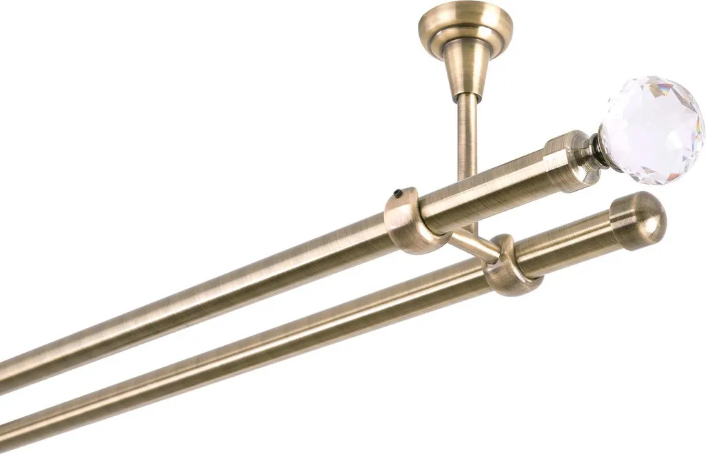 Asta Per Tende In Metallo Oro Antico – Diametro 19 Mm, 1 Binario – Set Completo Con Supporti E Terminali – Lunghezza 400 Cm (Divisibile) – Per Decorazione Classica