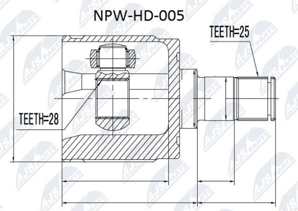 NTY Gelenksatz Antriebswelle Vorne Links Getriebeseitig für HONDA Jazz II Schrägheck (GD, GE3, GE2) NPW-HD-005