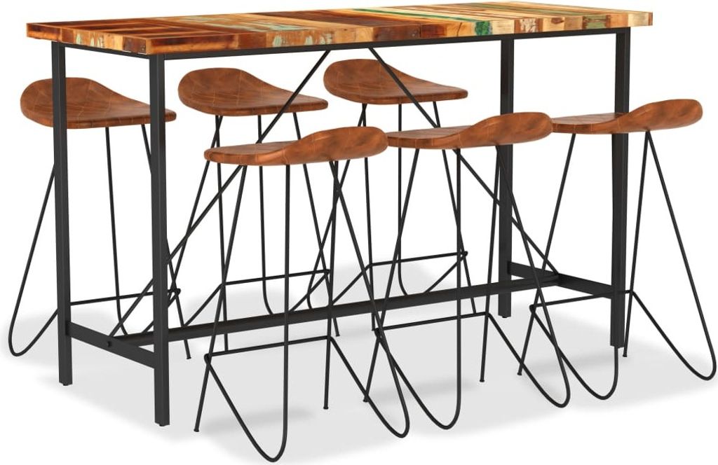 7-tlg. Bar-Set Altholz und Echtleder 3053447