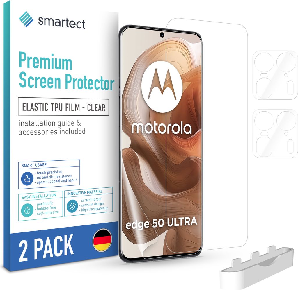 2x TPU Schutzfolie Klar für Motorola Edge 50 Ultra + 2x Kameraschutz Panzerfolie