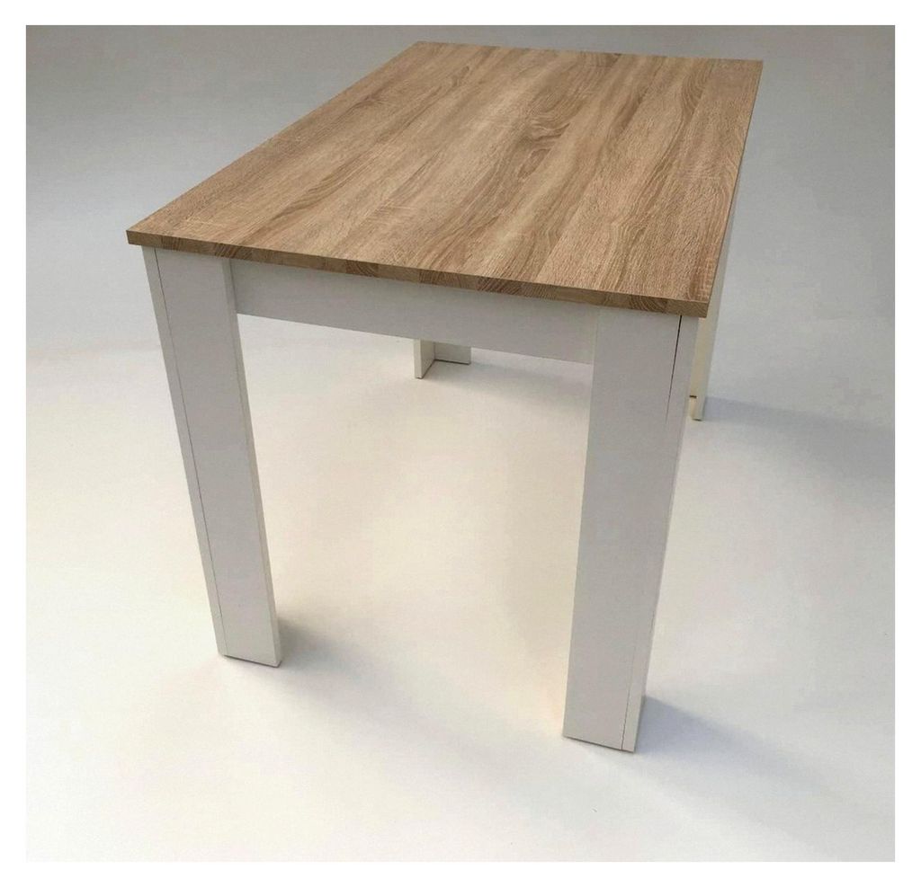 Esstisch Sonoma Eiche hell Sägerau weiß Massivholzoptik 110x70