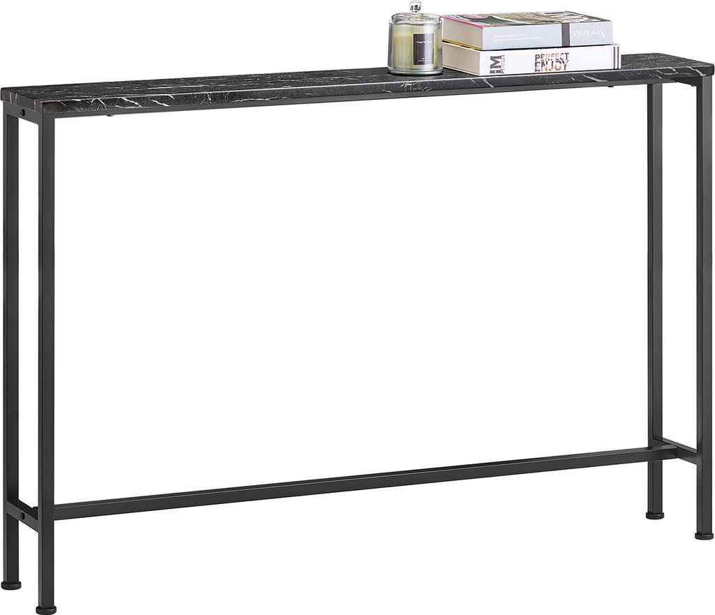 SoBuy FSB19-XL-SCH Vintage Konsolentisch Metall Flurtisch Dekotisch Sideboard Beistelltisch BHT ca. 120x80x20cm Marmor Optik & Schwarz