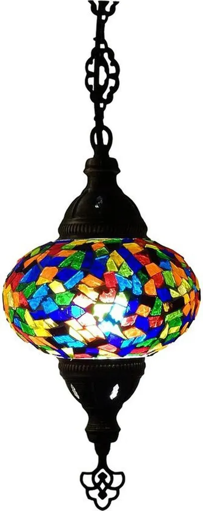 Lustre oriental fait main en mosaïque multicolore - Lampe de plafond turque