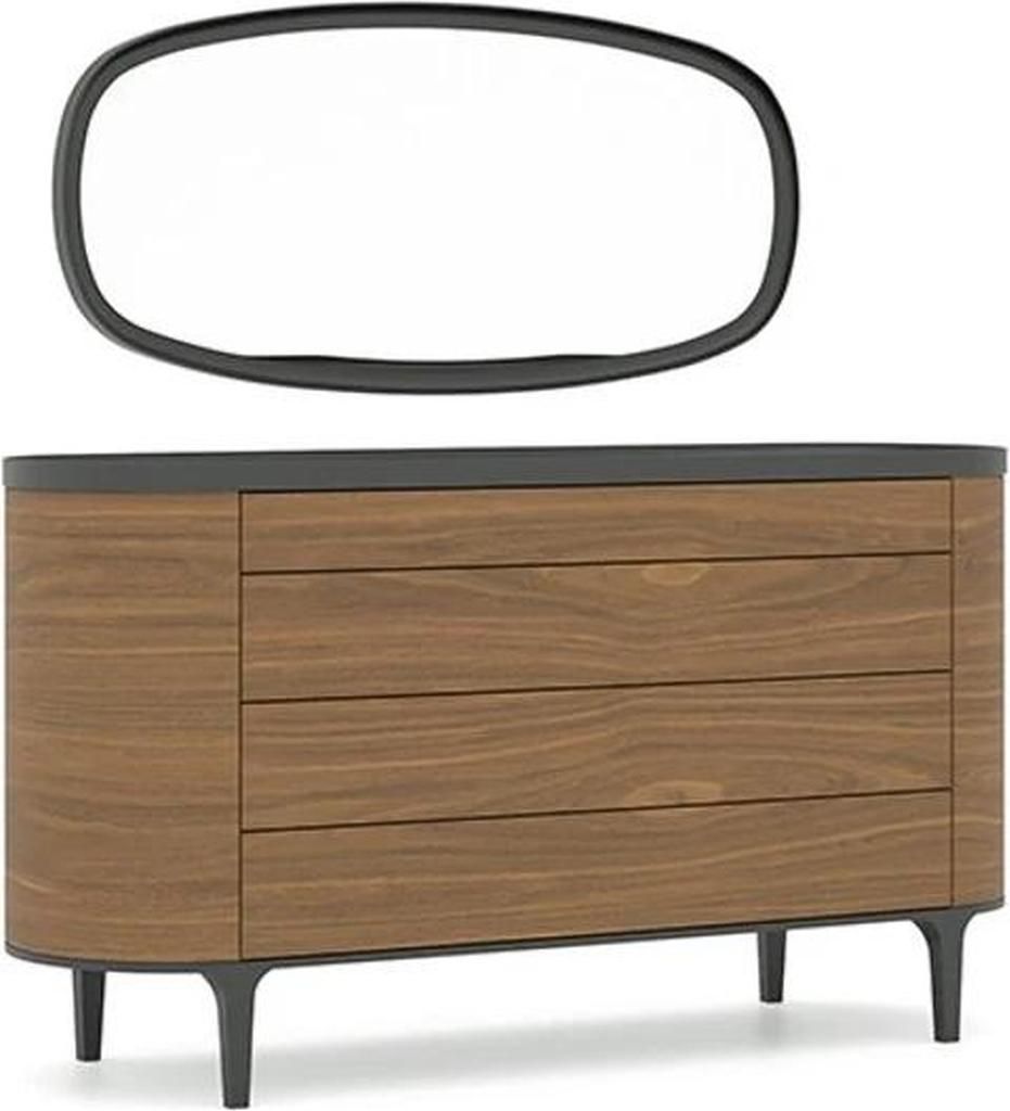 Kommode mit Spiegel Design Luxus Schrank Modern Stil Schlafzimmer Möbel Neu