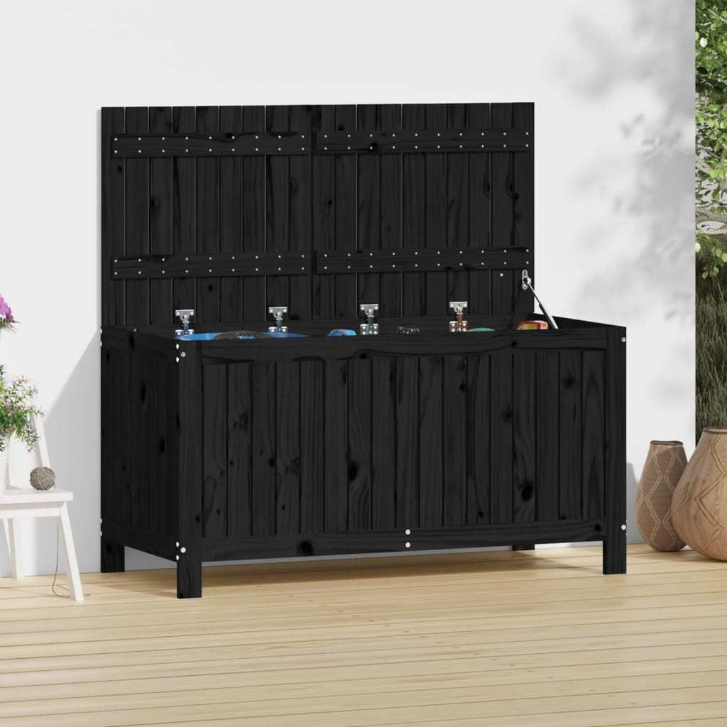 "im Angebot" Gartentruhe - Auflagenbox - Holztruhe - Schwarz 121x55x64 cm Massivholz Kiefer - Gartenboxen CC22029