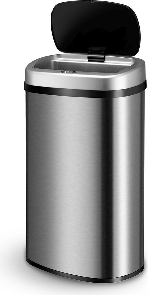 Juskys Automatik Mülleimer mit Sensor 60L rechteckig - elektrischer Deckel - Silber