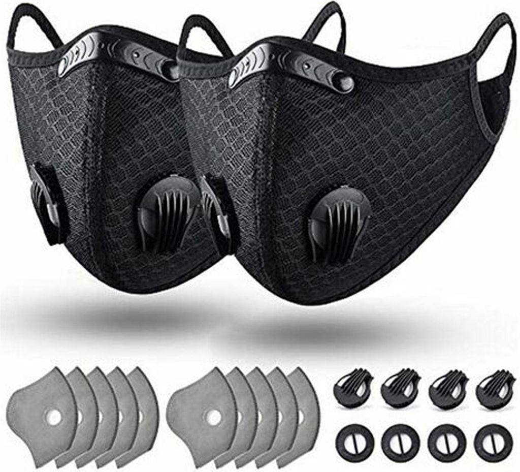 Wiederverwendbare, waschbare Staubmaske mit Filter zum Laufen, Radfahren, für Outdoor-Aktivitäten, Anti-Smog-Staubschutzmaske, schwarze Ohrschlau...