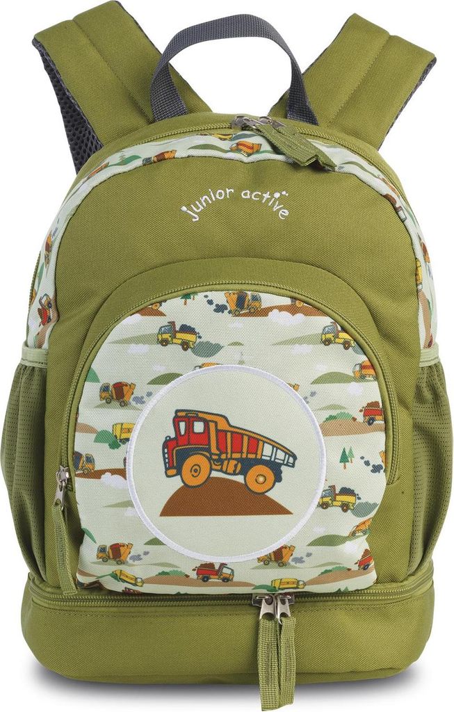 Fabrizio Kinderrucksack Tasche mit Brustgurt und Bodenfach 20616, Farbe:Olivgrün