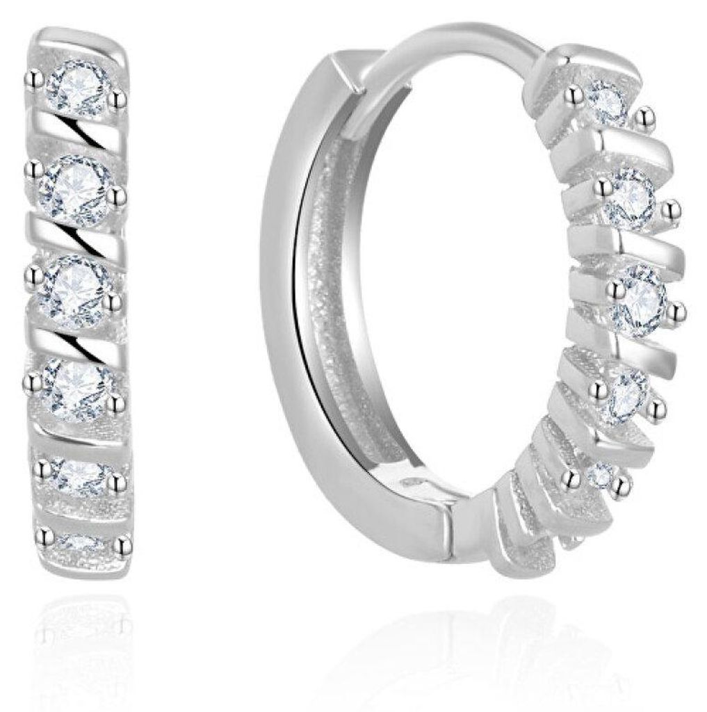 Elegant round earrings with zircons AGUC2680