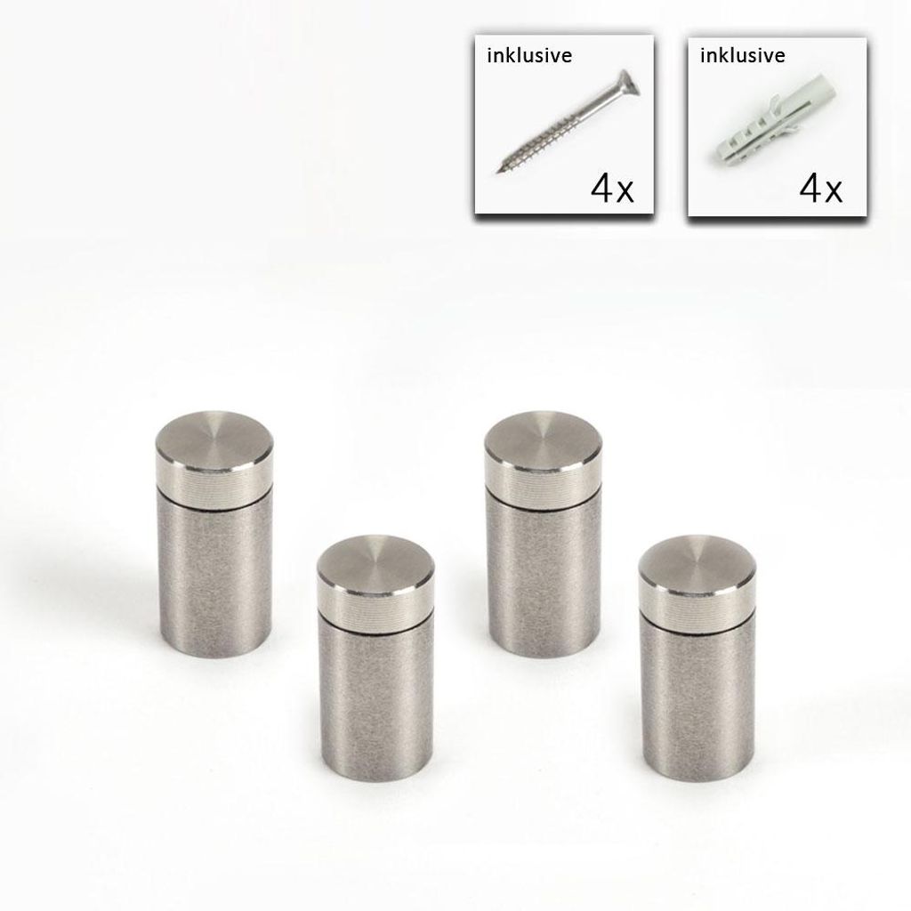 Abstandshalter Set - 4x Distanzhülsen aus Edelstahl (Madenschraube) - 10x15 mm