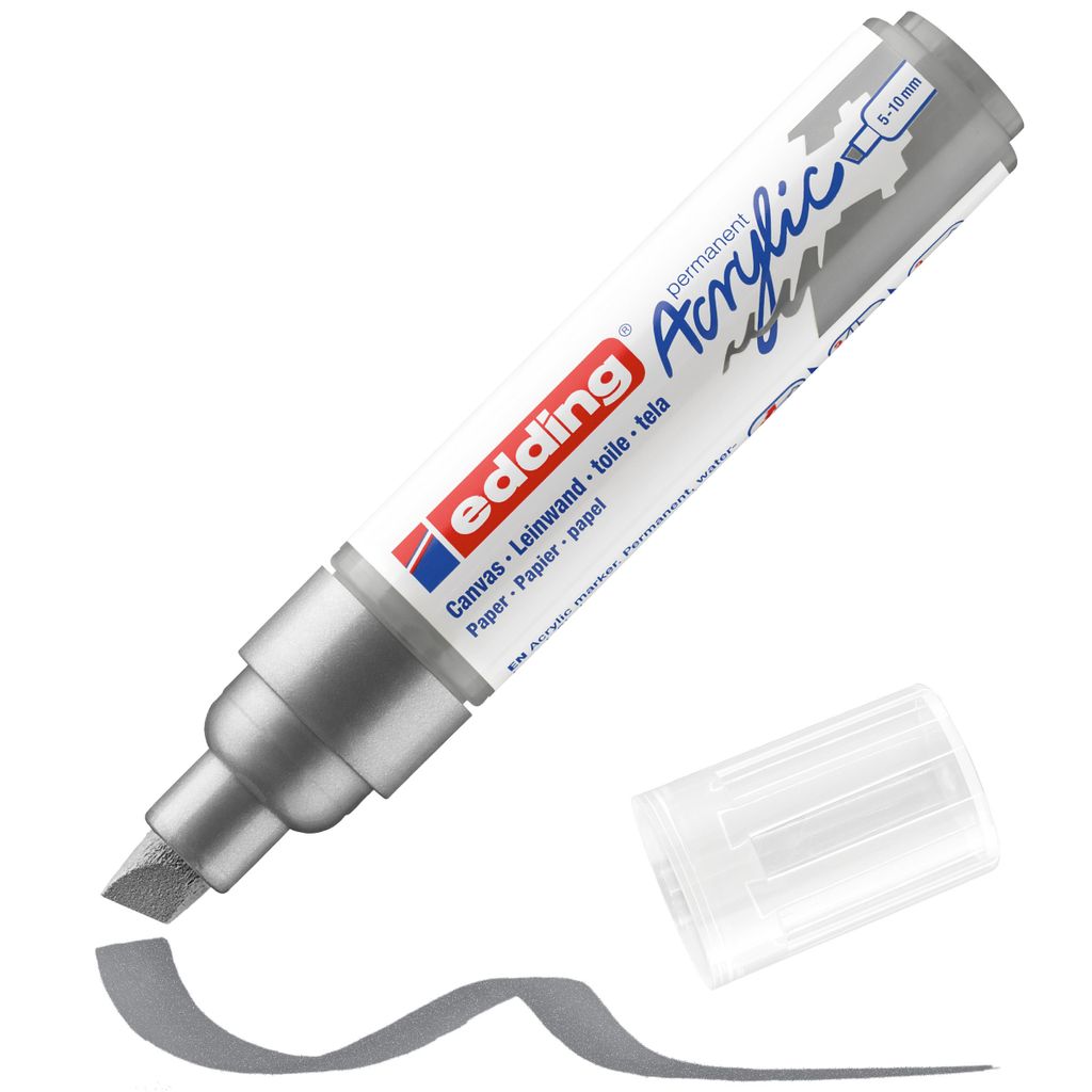 Edding 5000 Acrylmarker Breit, Silber, Meißel, Silber, Produktbild 