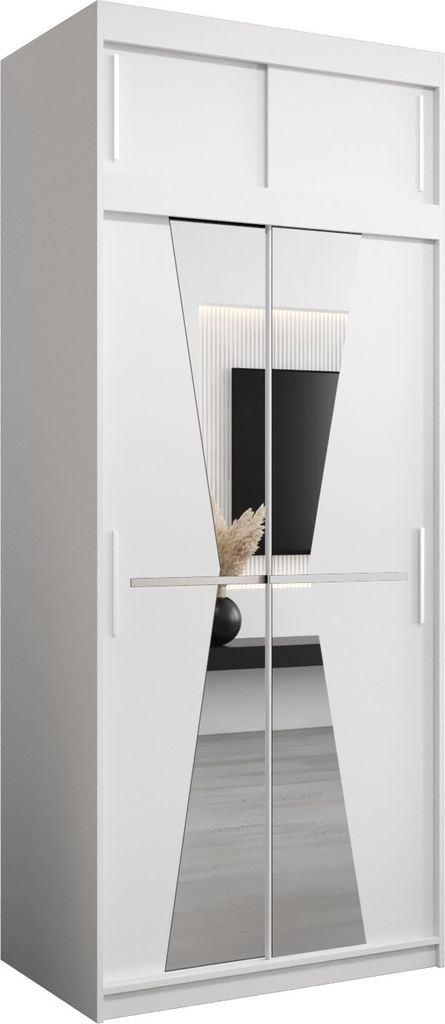 Kleiderschrank, Schiebetürenschrank Schlafzimmer, Schrank mit Spiegel MAROKO 100 mit Aufsatz, Höhe 240 cm