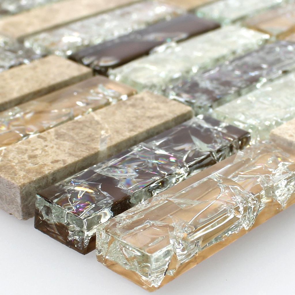 Glas Marmor Mosaikfliesen Emperador Malawi Bruchglas Stäbchen