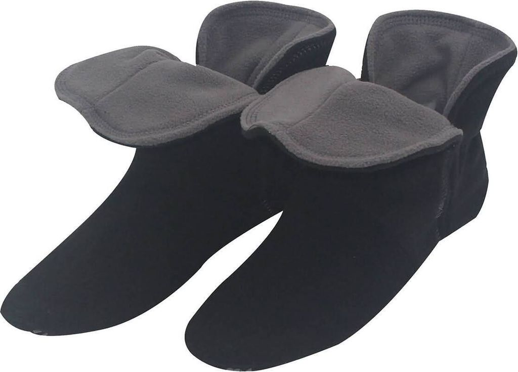 RAIKOU Hausschuhe Damen,Herren aus Micro Fleece 40/43 Schwarz/Grau mit ABS und Rutschfester Sohle, Super Flauschige Hüttenschuche