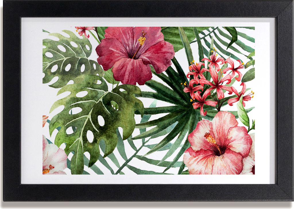Bild 30x20 MDF-Rahmen, Wandkunst tropische Blumen