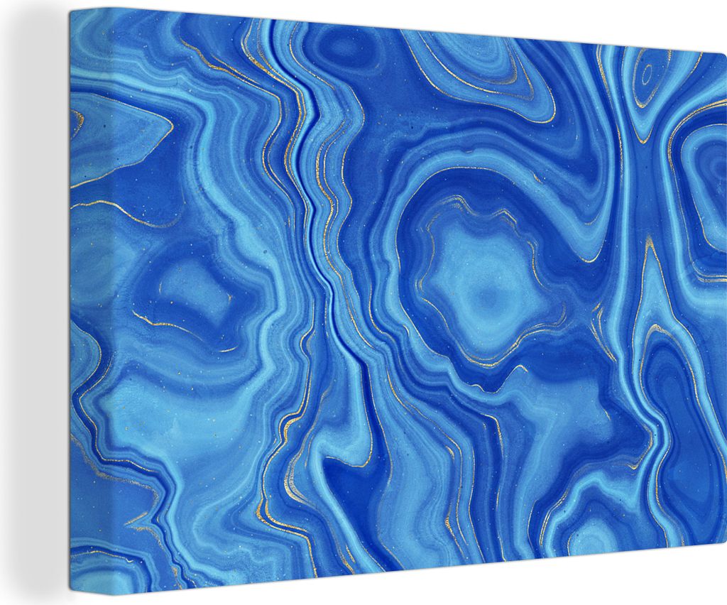OneMillionCanvasses - Leinwandbilder - 150x100 cm, Blau - Achatgeode - Steine - Marmor, Wandbilder Kunstdruck Wanddekoration - Foto auf Leinwand ...