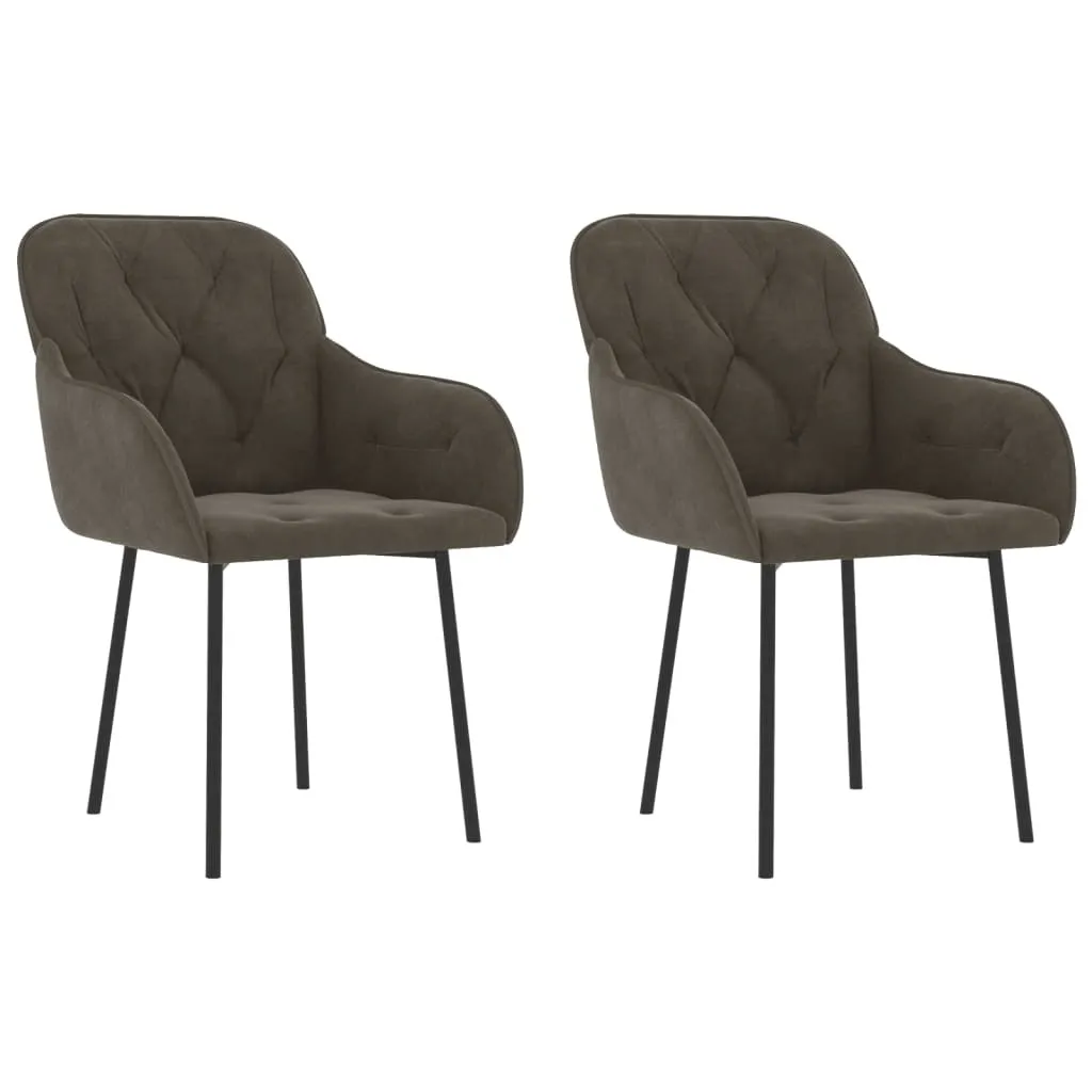vidaXL Sedie Grigio Scuro Velluto 2 pz - Resistenti e Confortevoli