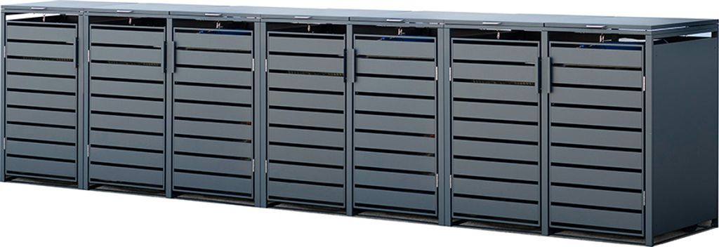 Westmann Metall Mülltonnenbox Kubus 7er 7x240 L Anthrazit 464x80x116 cm