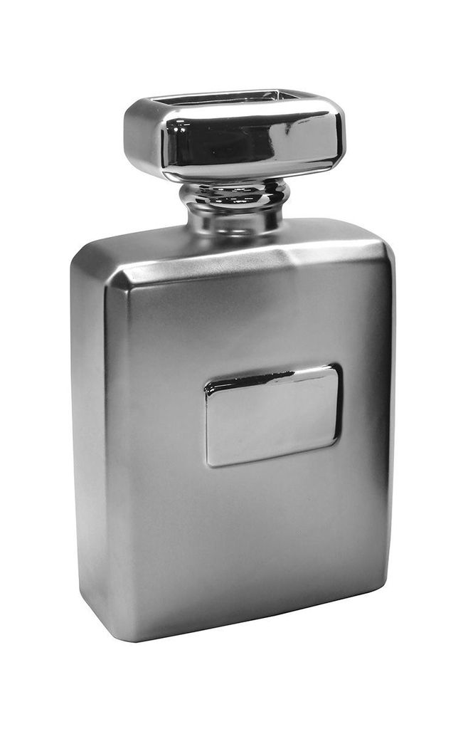 Gilde Vase Flacon "Milano" Keramik silberfarben 47247 Produktbild 