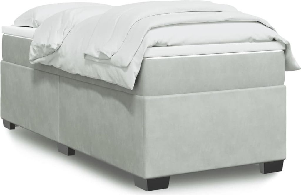 "2026 Promotion" Boxspringbett mit Matratze - Hellgrau 100x200 cm - Samt - Polsterbett CC14425