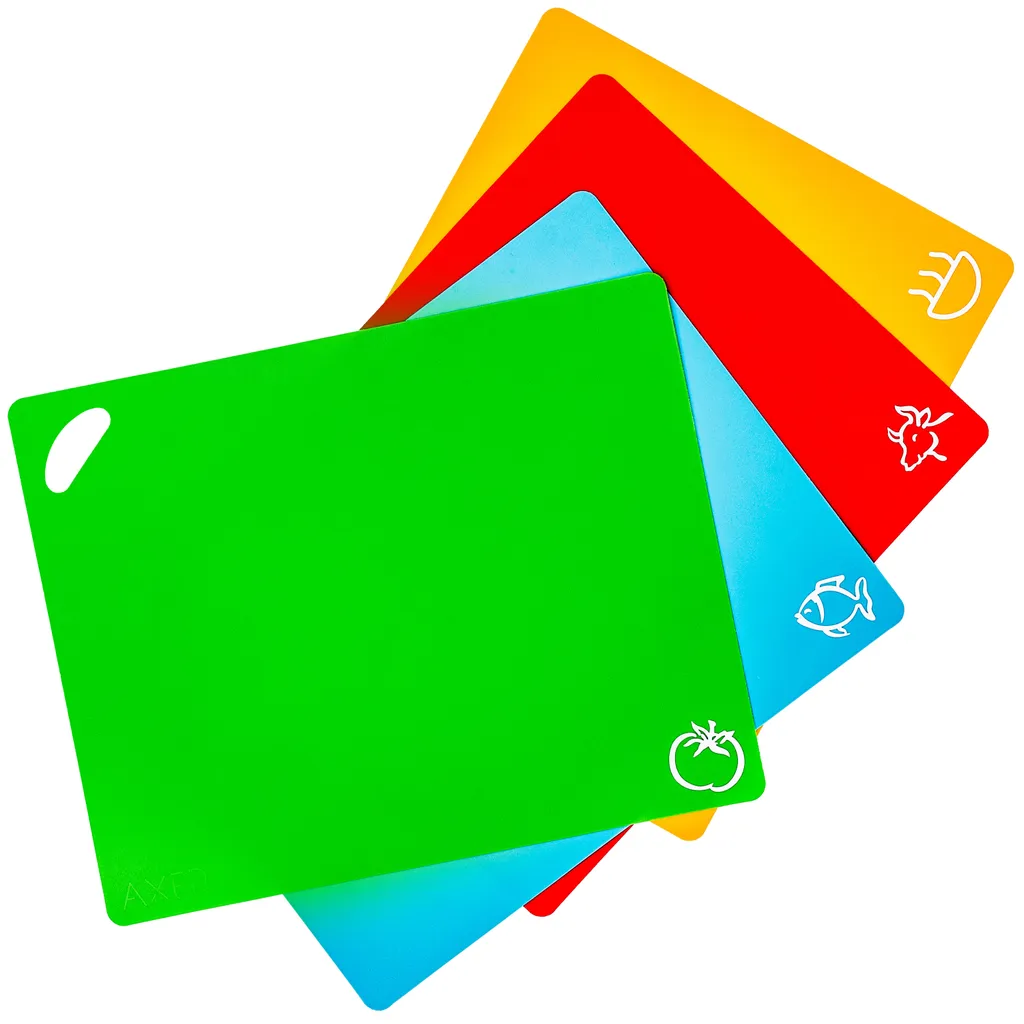 Set de 4 planches à découper Axer en plastique souple sans BPA coloré