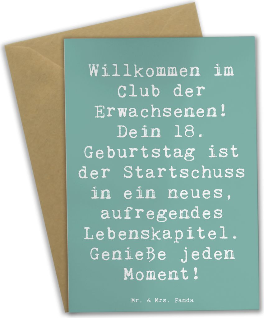 Mr. & Mrs. Panda Klappkarte Spruch 18. Geburtstag Start - Produktbild 