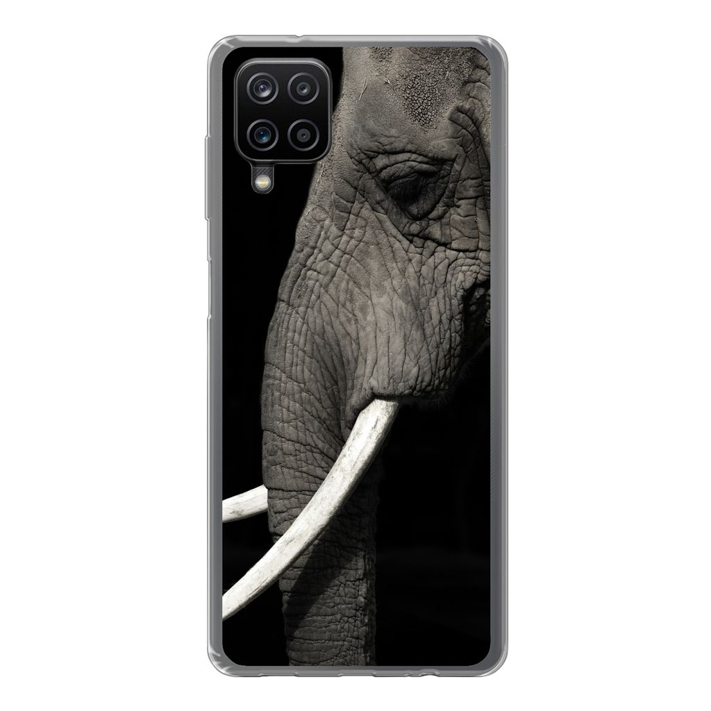 MuchoWow Handyhülle Schutzhülle Hülle für Samsung Galaxy A12 Elefant - Tier - Stoßzahn Silikon Softcase Handy Hülle - Bild