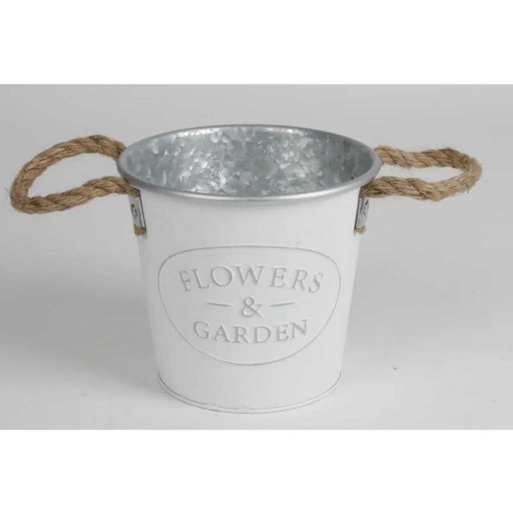 Cache-pot en Zinc Blanc Style Vintage - Lot de 12 Grands Pots 26x15 cm