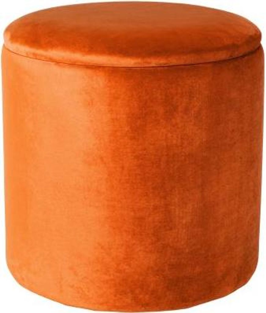 OTTAWA Samt Hocker orange mit Stauraum 40 x Ø40cm Produktbild 