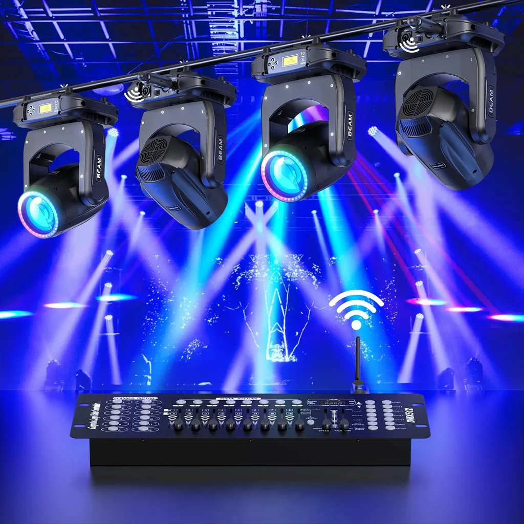 Pack de 4 récepteurs DMX sans fil rechargeables avec affichage OLED