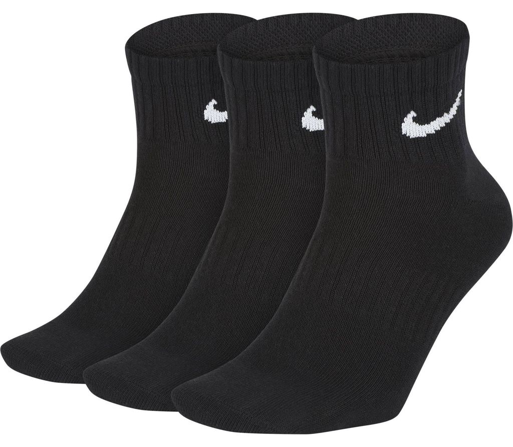 Nike - Knöchelsocken Leicht für Herren/Damen Uni - Alltag(3er-Pack) MR286 (34 EU - 38 EU) (Schwarz)