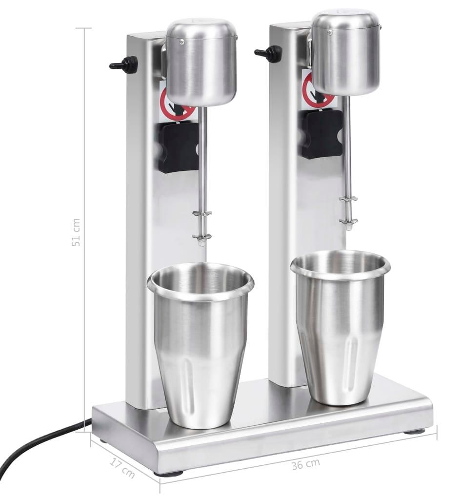 vidaXL Milchshake-Mixer mit zwei Bechern Edelstahl 2 L