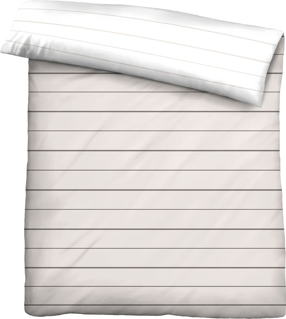 biberna 0636044 Mako-Satin Bettwäsche STREIFEN - MIX & MATCH color: taupe, size: 1x 135x200 cm + 1x 80x80 cm