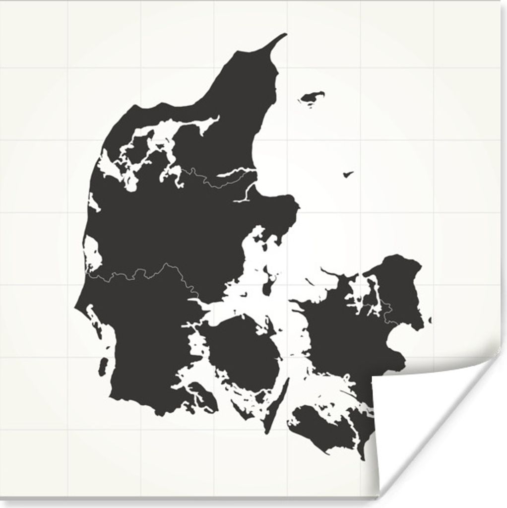 MuchoWow Poster Schwarz-Weiß-Illustration eines schwarzen Dänemark 100x100 cm - Babyzimmer