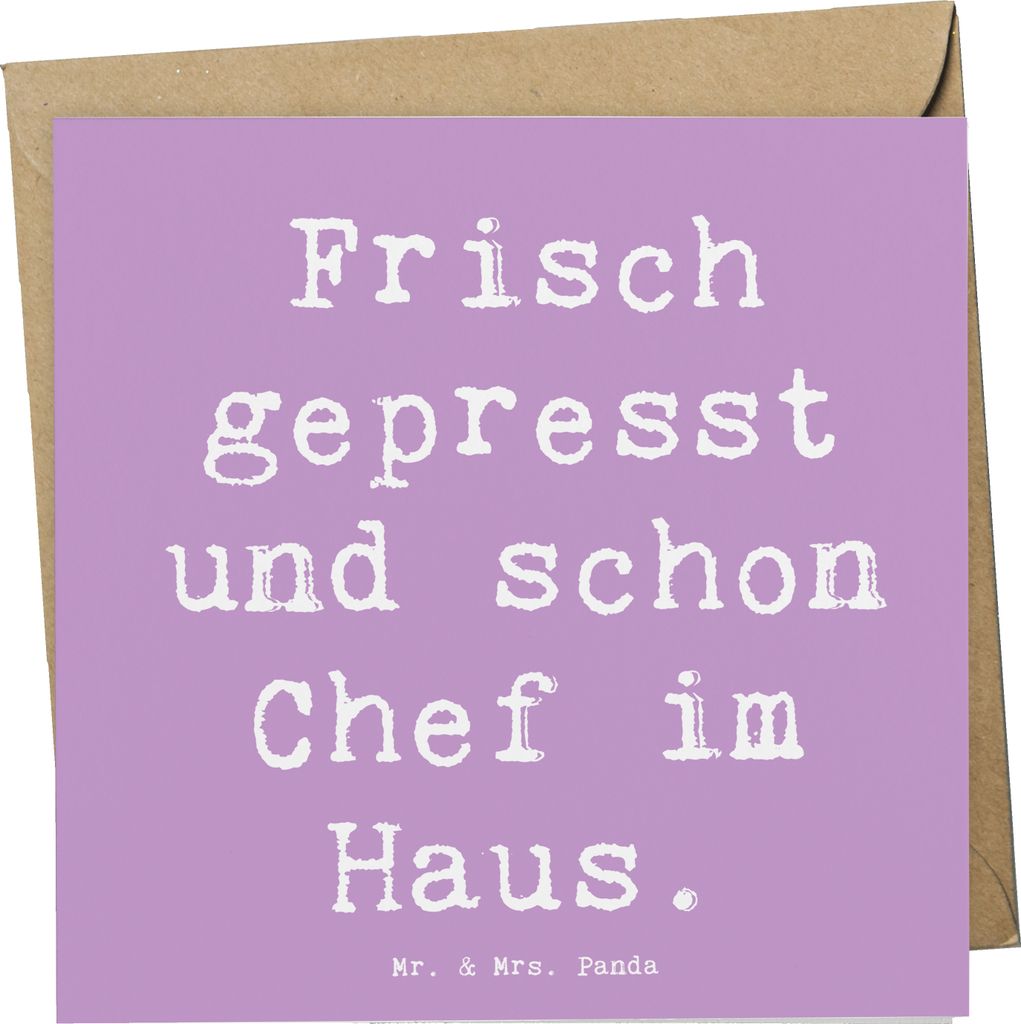 Mr. & Mrs. Panda Grußkarte Spruch Baby Chef - Lavendeltraum - Geschenk, Klappkarte, handgemacht, Babygeschenke, humorvoll, Familienleben, anlasska...