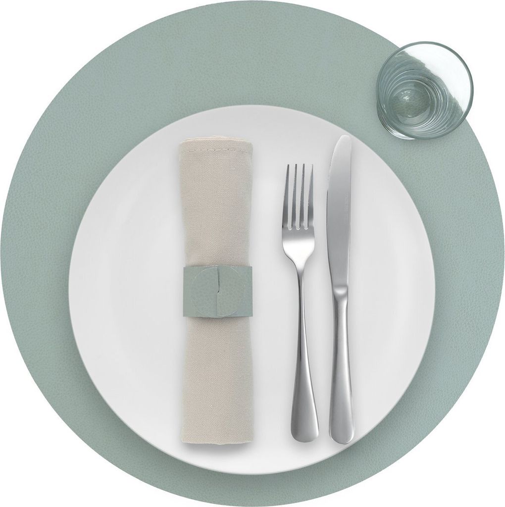 Platzdeckchen Skinnatur "Icy Grey" - Platzsets - Tischset - Rund - Recyceltes Leder - Blau/Grau - 38cm - 1 Stück