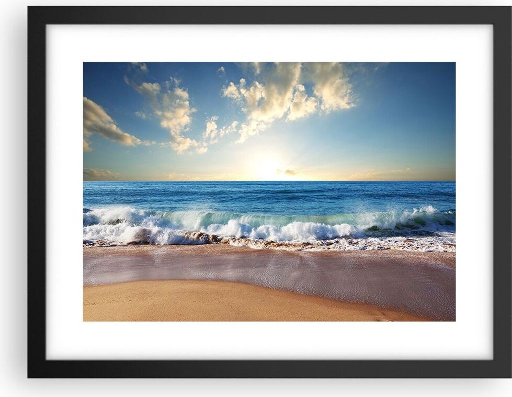 Gerahmtes Poster - Schwarzer Rahmen - Meer Ufer Wasser - 40x30 cm - Wand Bild - Wanddeko - Wandbilder - Kunstposter - Wandposter - Bilderrahmen - B...