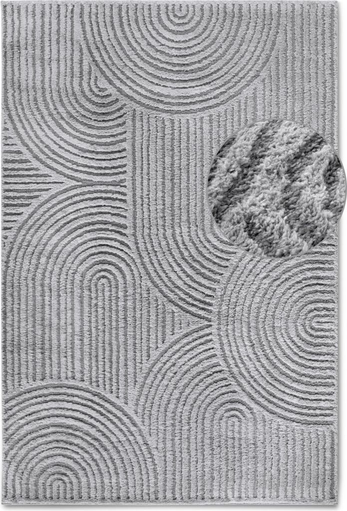 Elle Decoration Gallery Hochflor Teppich Chappe Hellgrau