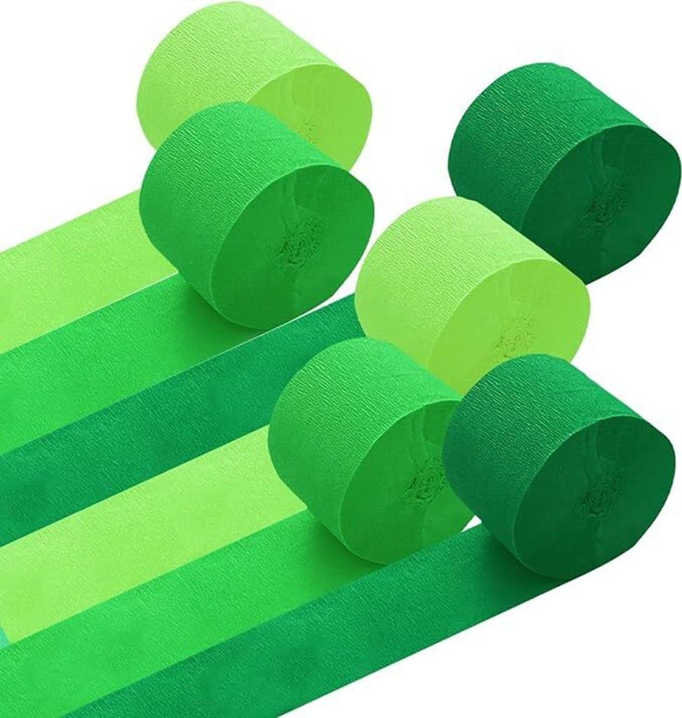 6 Rolls Krepppapier Grün,Kreppbänder in 3-Farben Dekoration,St. patrick's day Deko